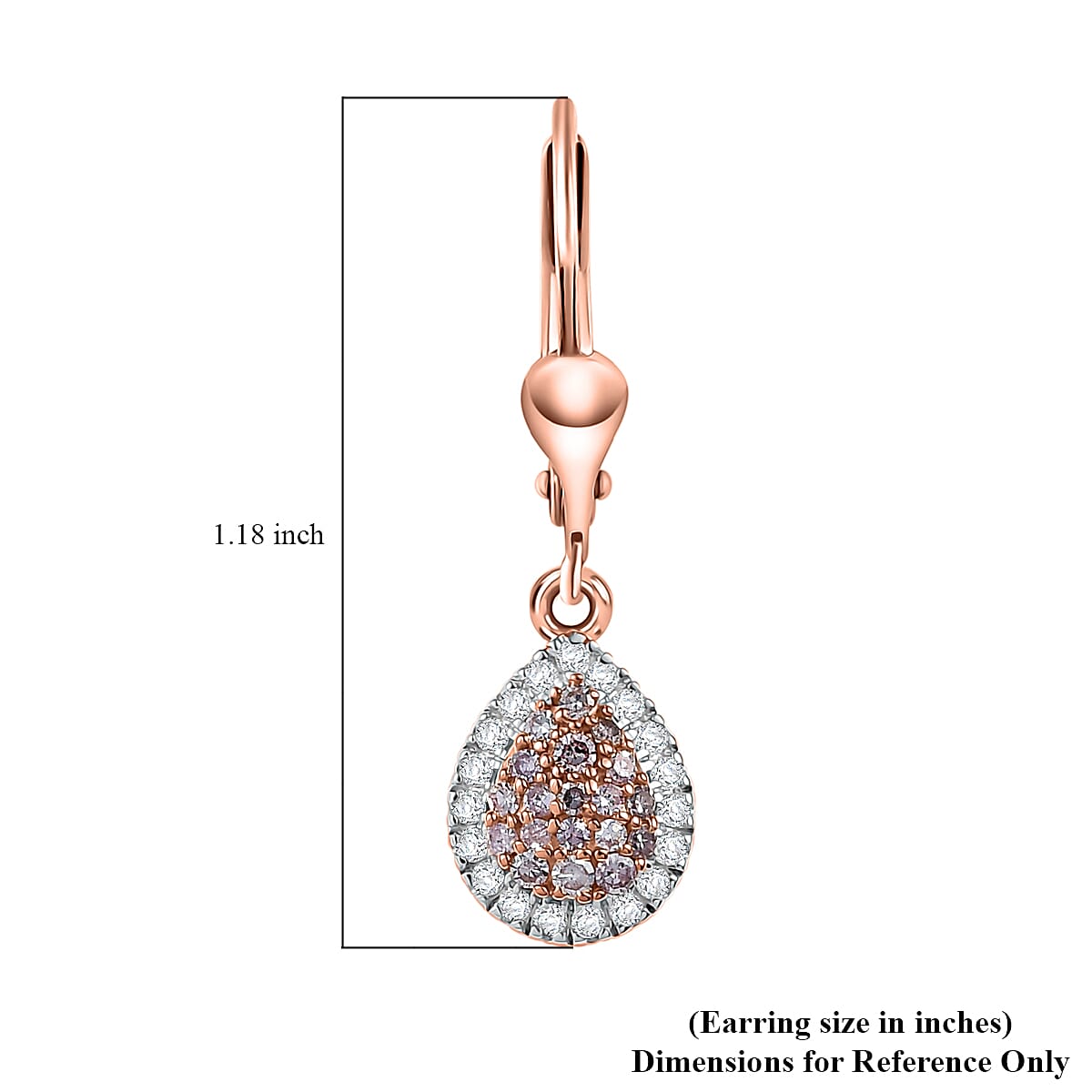 D'Joy Natural Pink and White Diamond 0.50 ctw Tear of Joy Earrings in 18K Vermeil Rose Gold Over Sterling Silver