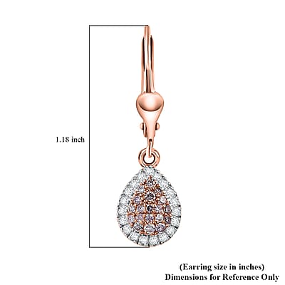 D'Joy Natural Pink and White Diamond 0.50 ctw Tear of Joy Earrings in 18K Vermeil Rose Gold Over Sterling Silver