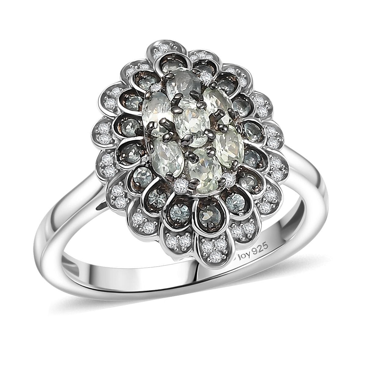 D'Joy Narsipatnam Alexandrite and White Zircon 1.00 ctw Crown of Shadows Ring in Rhodium Over Sterling Silver (Size 10.0)