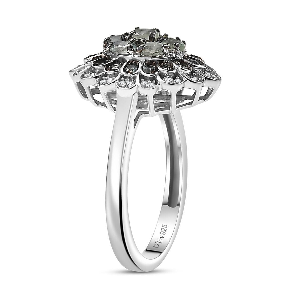D'Joy Narsipatnam Alexandrite and White Zircon 1.00 ctw Crown of Shadows Ring in Rhodium Over Sterling Silver (Size 10.0)