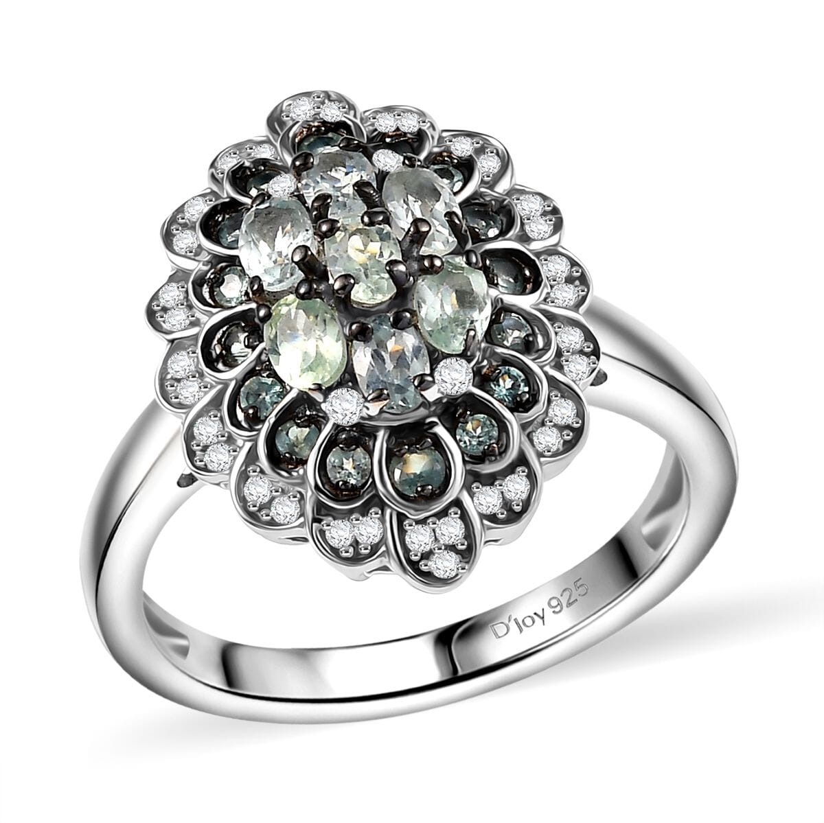 D’Joy Narsipatnam Alexandrite and White Zircon 1.00 ctw Crown of Shadows Ring in Rhodium Over Sterling Silver (Size 7.0) image number 0