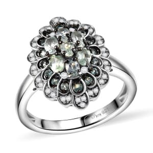 D’Joy Narsipatnam Alexandrite and White Zircon 1.00 ctw Ring in Rhodium Over Sterling Silver (Size 7.0)