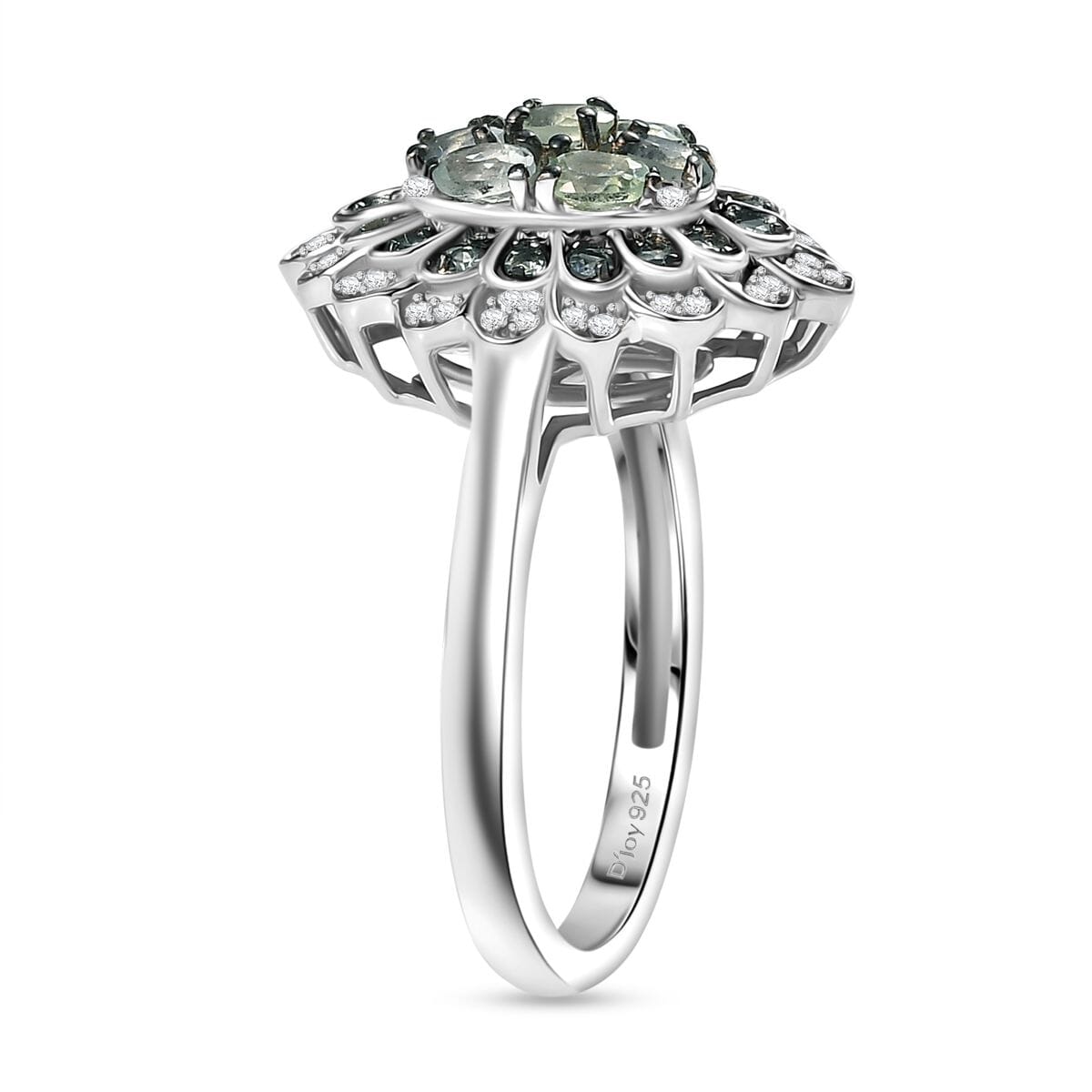 D’Joy Narsipatnam Alexandrite and White Zircon 1.00 ctw Crown of Shadows Ring in Rhodium Over Sterling Silver (Size 7.0) image number 3