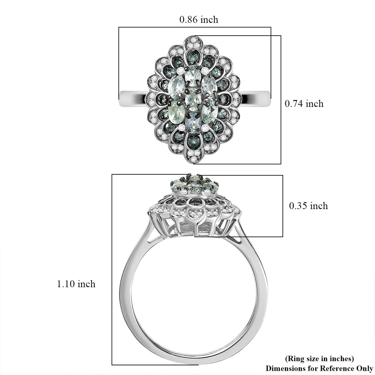 D’Joy Narsipatnam Alexandrite and White Zircon 1.00 ctw Crown of Shadows Ring in Rhodium Over Sterling Silver (Size 7.0) image number 5