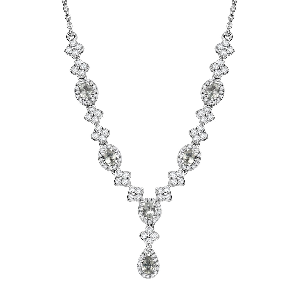 D’Joy Narsipatnam Alexandrite and White Zircon 2.85 ctw Necklace 18 Inches in Rhodium Over Sterling Silve image number 0
