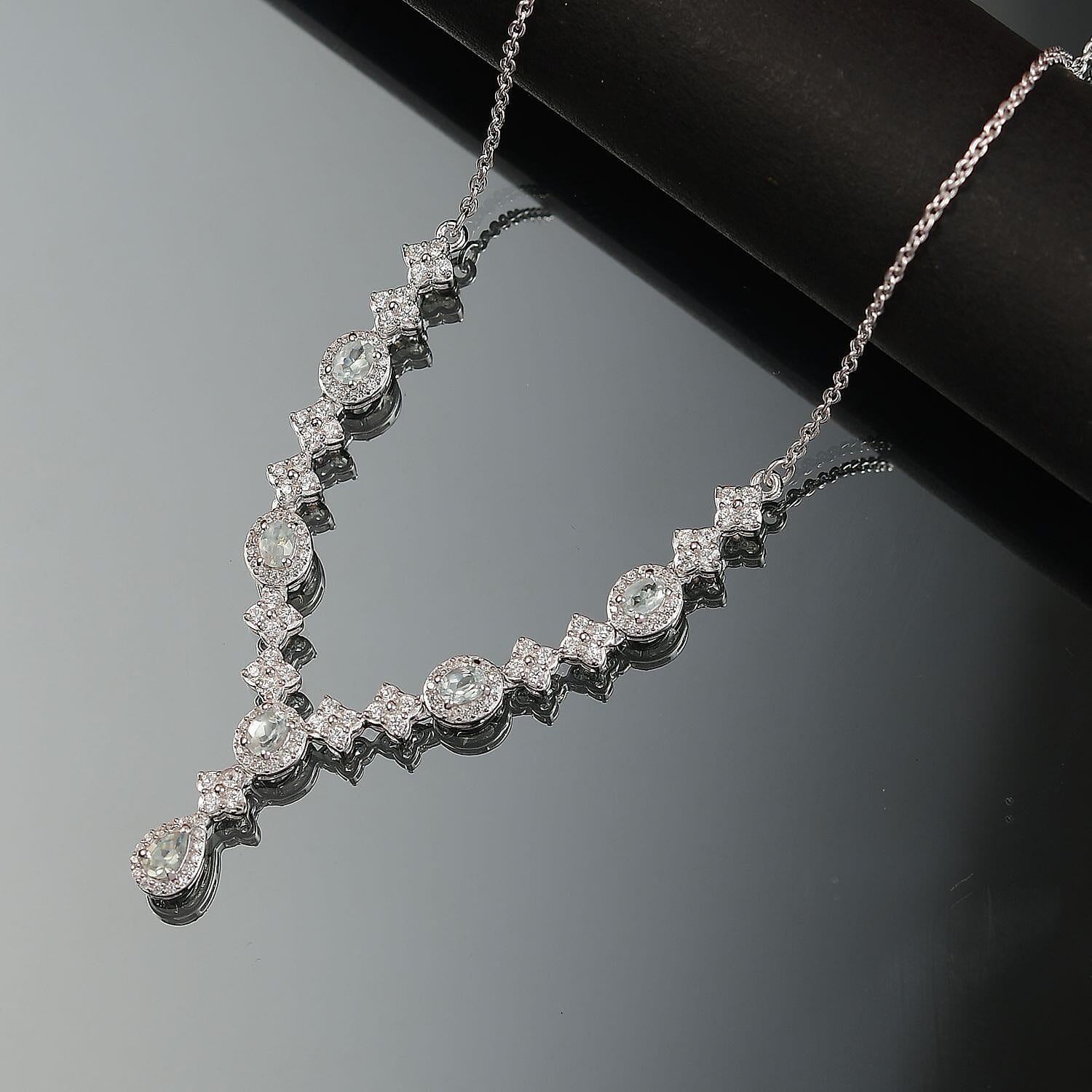 D'Joy Narsipatnam Alexandrite and White Zircon 2.85 ctw Mystic Flow Necklace 18 Inches in Rhodium Over Sterling Silve