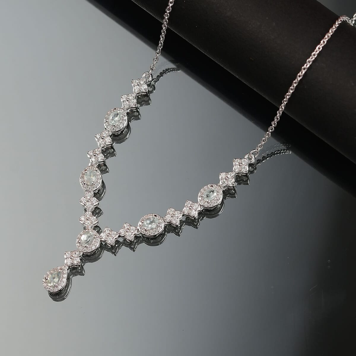 D’Joy Narsipatnam Alexandrite and White Zircon 2.85 ctw Necklace 18 Inches in Rhodium Over Sterling Silve image number 1