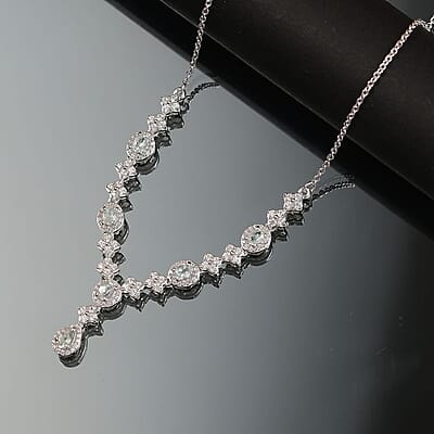 D'Joy Narsipatnam Alexandrite and White Zircon 2.85 ctw Mystic Flow Necklace 18 Inches in Rhodium Over Sterling Silve