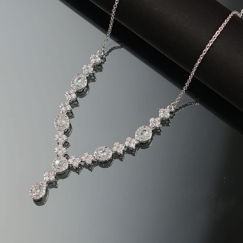 D'Joy Narsipatnam Alexandrite and White Zircon 2.85 ctw Mystic Flow Necklace 18 Inches in Rhodium Over Sterling Silve