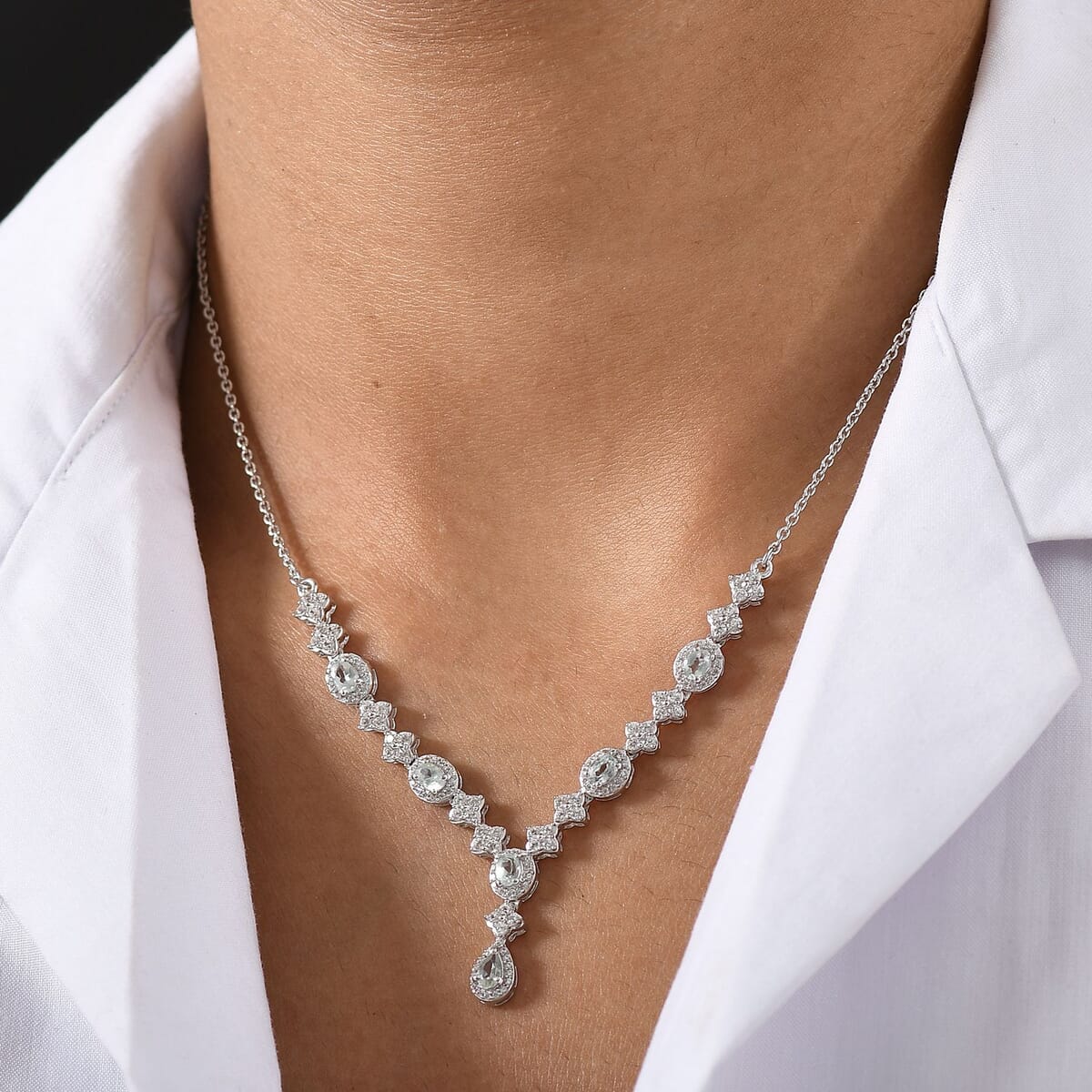 D’Joy Narsipatnam Alexandrite and White Zircon 2.85 ctw Necklace 18 Inches in Rhodium Over Sterling Silve image number 2