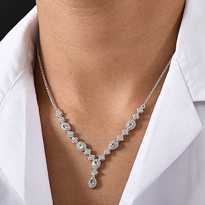 D'Joy Narsipatnam Alexandrite and White Zircon 2.85 ctw Mystic Flow Necklace 18 Inches in Rhodium Over Sterling Silve