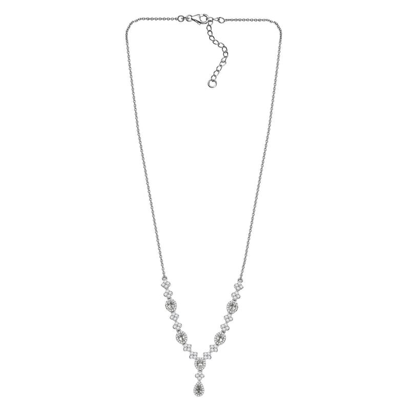 D'Joy Narsipatnam Alexandrite and White Zircon 2.85 ctw Mystic Flow Necklace 18 Inches in Rhodium Over Sterling Silve