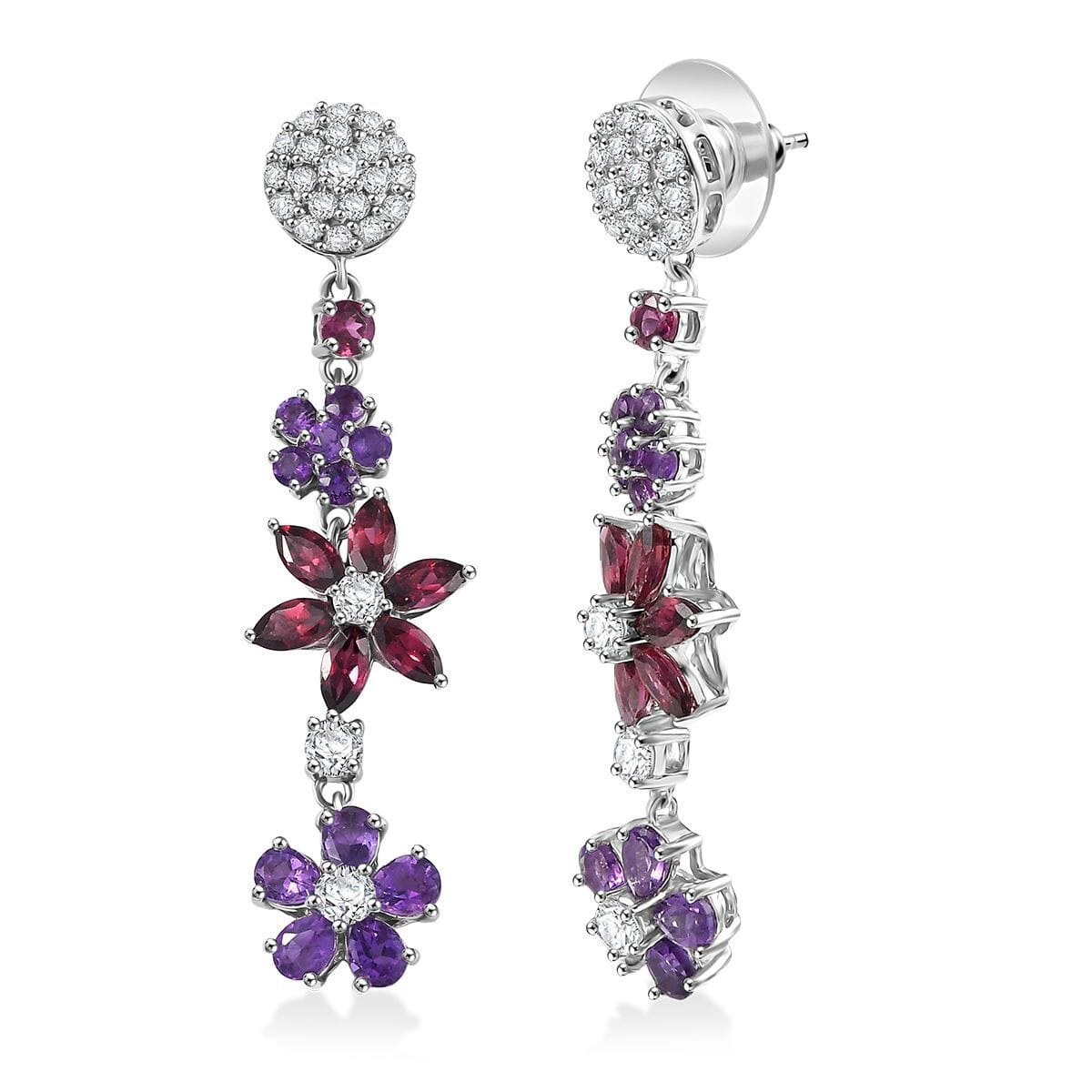 GP Italian Garden Collection Multi Gemstone 6.25 ctw Earrings in Rhodium Over Sterling Silver image number 0