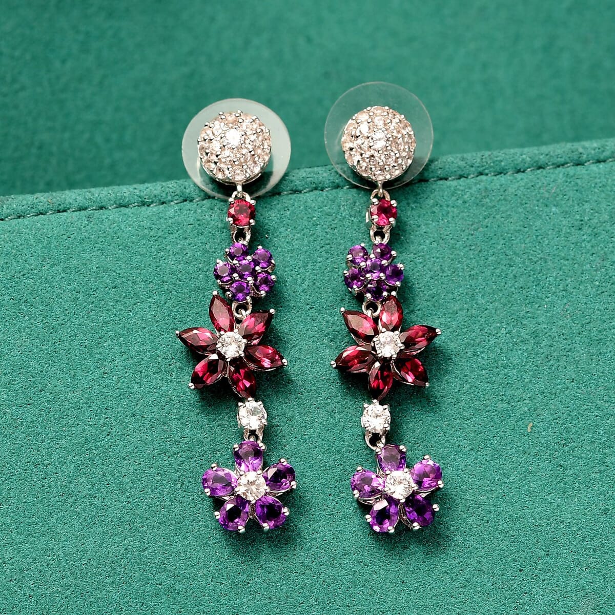 GP Italian Garden Collection Multi Gemstone 6.25 ctw Earrings in Rhodium Over Sterling Silver image number 1