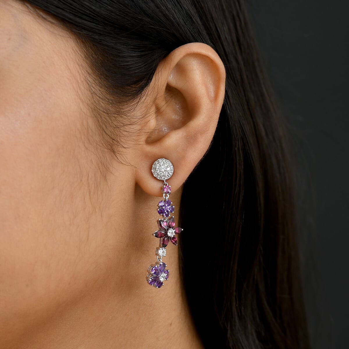 GP Italian Garden Collection Multi Gemstone 6.25 ctw Earrings in Rhodium Over Sterling Silver image number 2