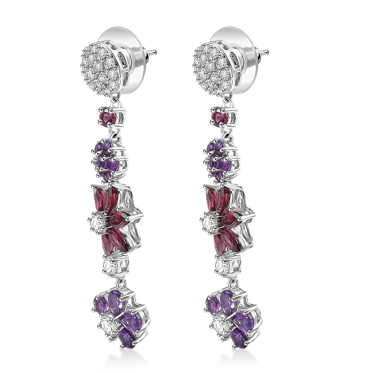 GP Italian Garden Collection Multi Gemstone 6.25 ctw Earrings in Rhodium Over Sterling Silver