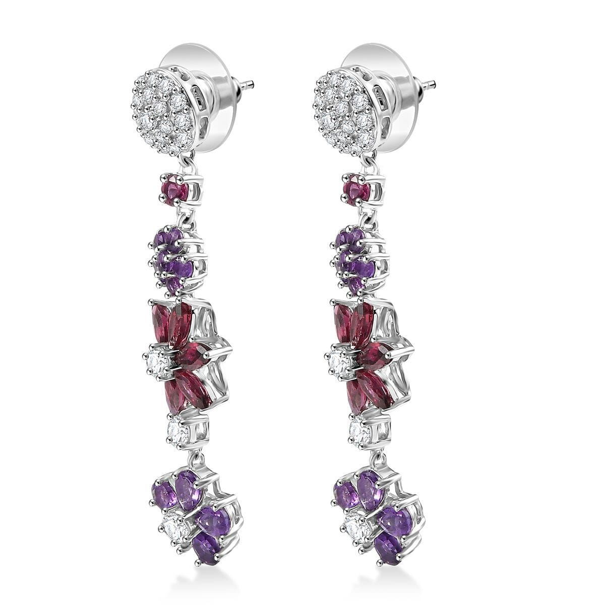 GP Italian Garden Collection Multi Gemstone 6.25 ctw Earrings in Rhodium Over Sterling Silver image number 4