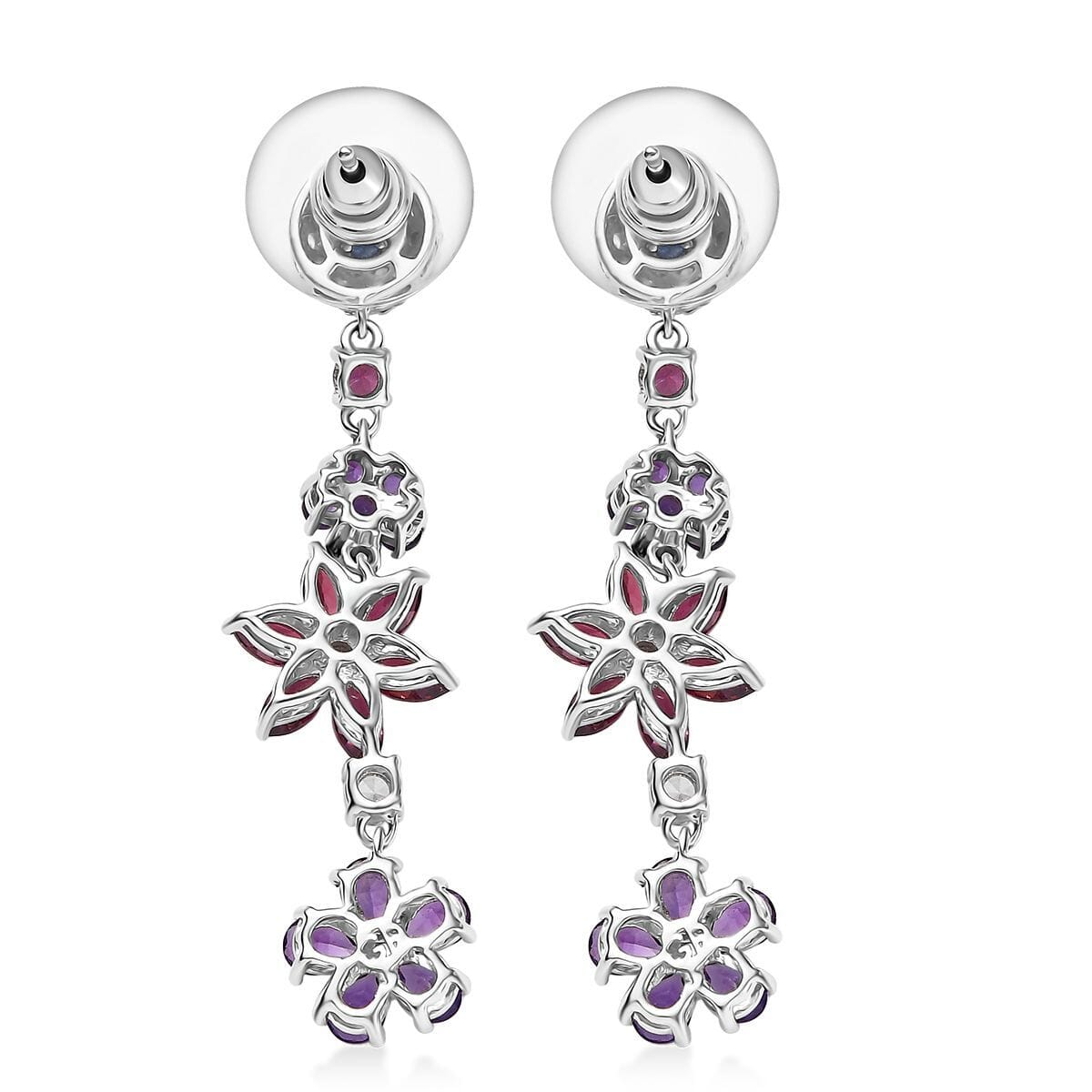 GP Italian Garden Collection Multi Gemstone 6.25 ctw Earrings in Rhodium Over Sterling Silver image number 5
