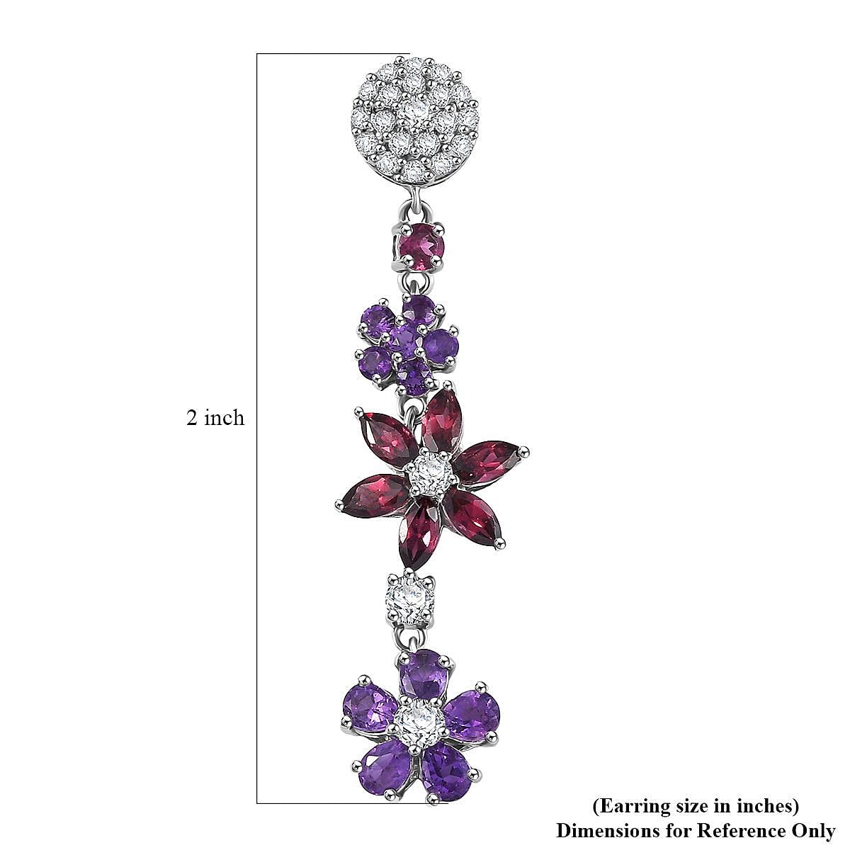 GP Italian Garden Collection Multi Gemstone 6.25 ctw Earrings in Rhodium Over Sterling Silver