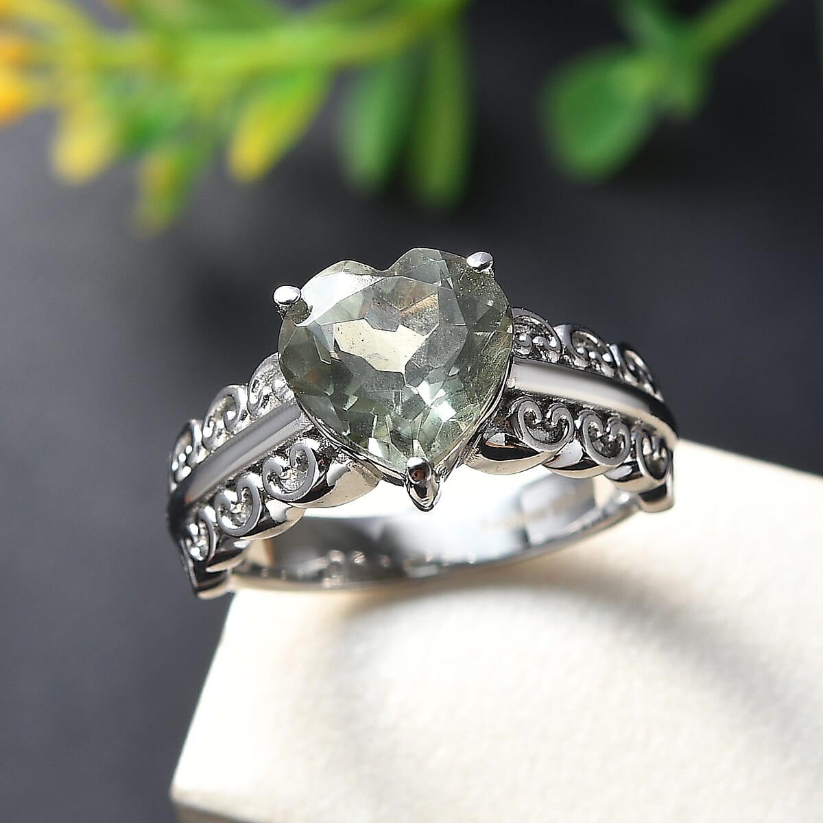 EverTrue Montezuma Prasiolite Heart Ring in Stainless Steel (Size 10) 3.20 ctw image number 1
