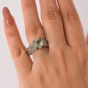 EverTrue Montezuma Prasiolite 3.20 ctw Heart Ring in Stainless Steel (Size 10)