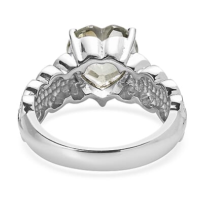 EverTrue Montezuma Prasiolite 3.20 ctw Heart Ring in Stainless Steel (Size 10)