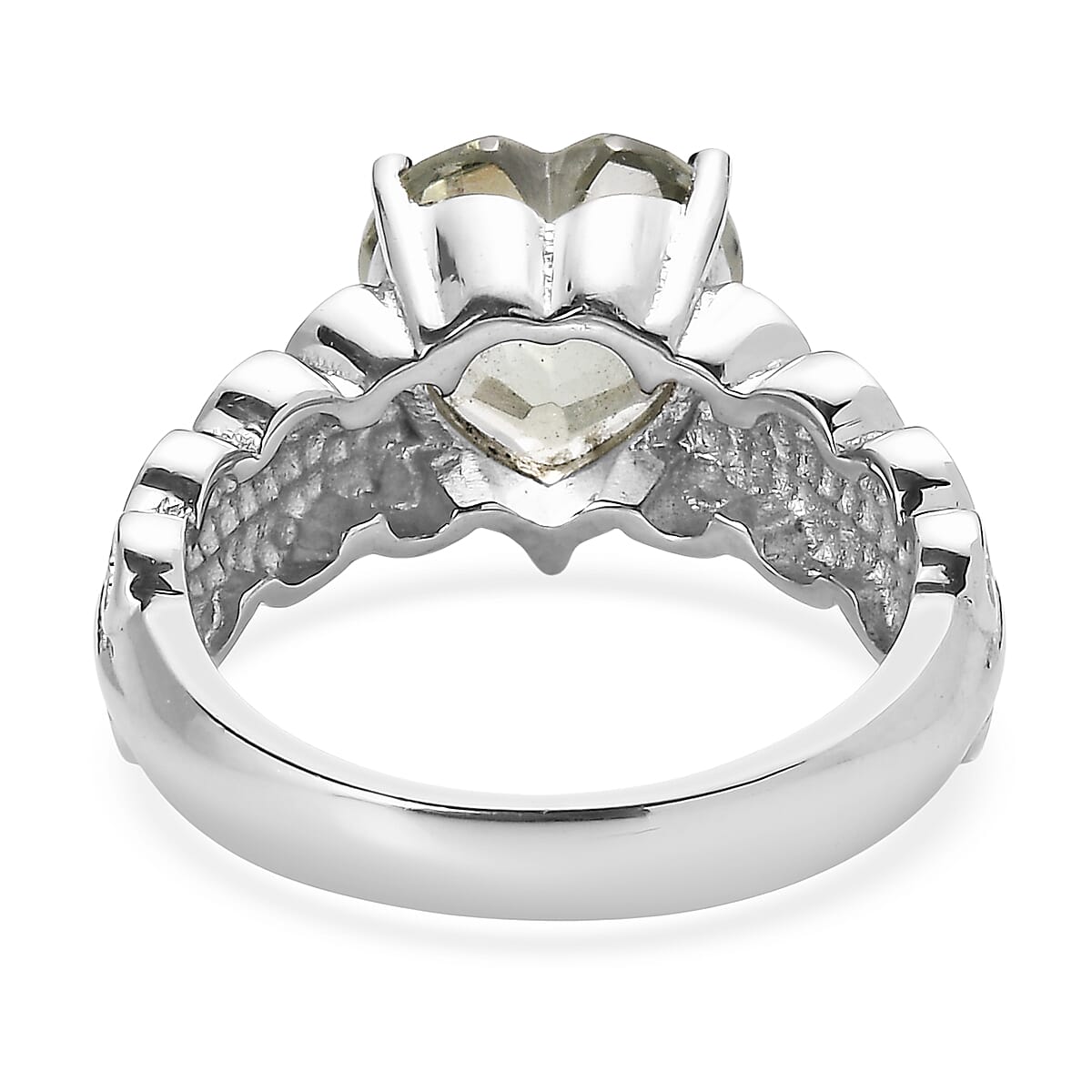 EverTrue Montezuma Prasiolite 3.20 ctw Heart Ring in Stainless Steel (Size 7.0) image number 4