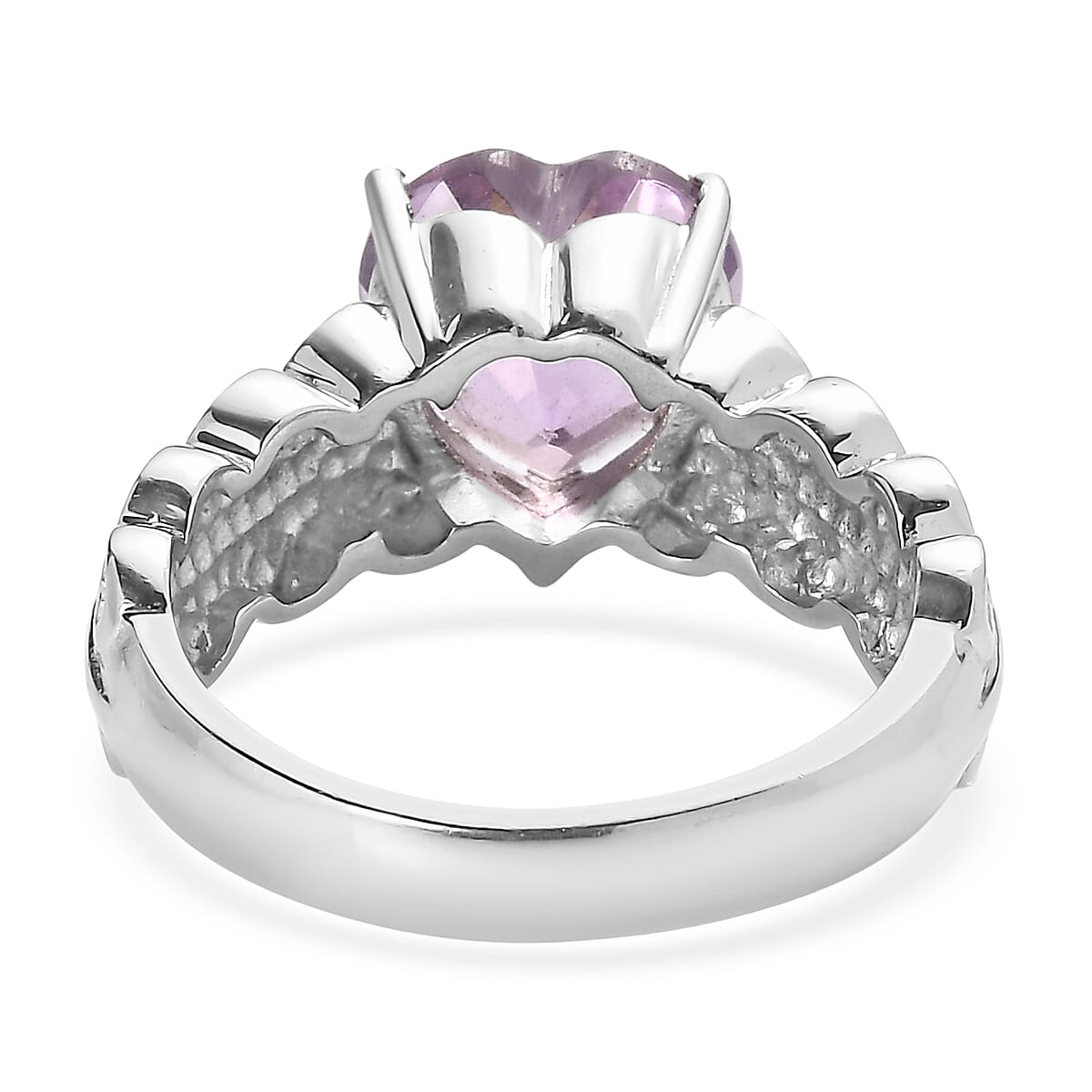 EverTrue Rose De France Amethyst 3.20 ctw Heart Ring in Stainless Steel (Size 11.0) image number 4