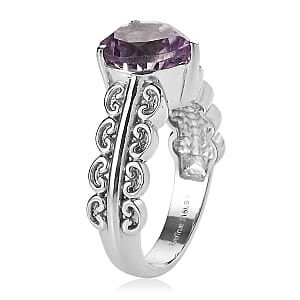 EverTrue Rose De France Amethyst 3.20 ctw Heart Ring in Stainless Steel (Size 7.0)
