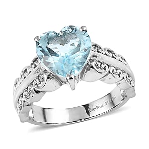 EverTrue Sky Blue Topaz 4.20 ctw Heart Ring in Stainless Steel (Size 10.0)
