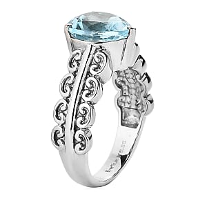 EverTrue Sky Blue Topaz 4.20 ctw Heart Ring in Stainless Steel (Size 10.0)