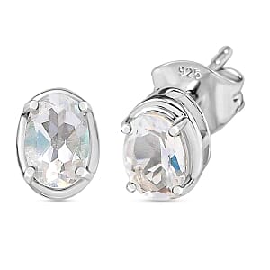 Premium Malagasy Moonstone 1.14 ctw Earrings in Platinum Over Sterling Silver