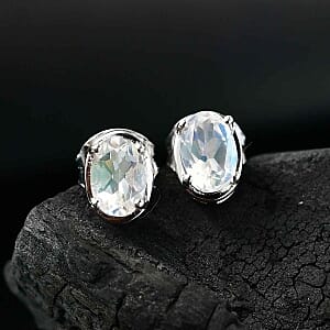 Premium Malagasy Moonstone 1.14 ctw Earrings in Platinum Over Sterling Silver