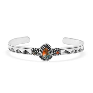 Santa Fe Style Spiny Turquoise 9.00 ctw Cuff Bracelet Sterling Silver (7.00 In)