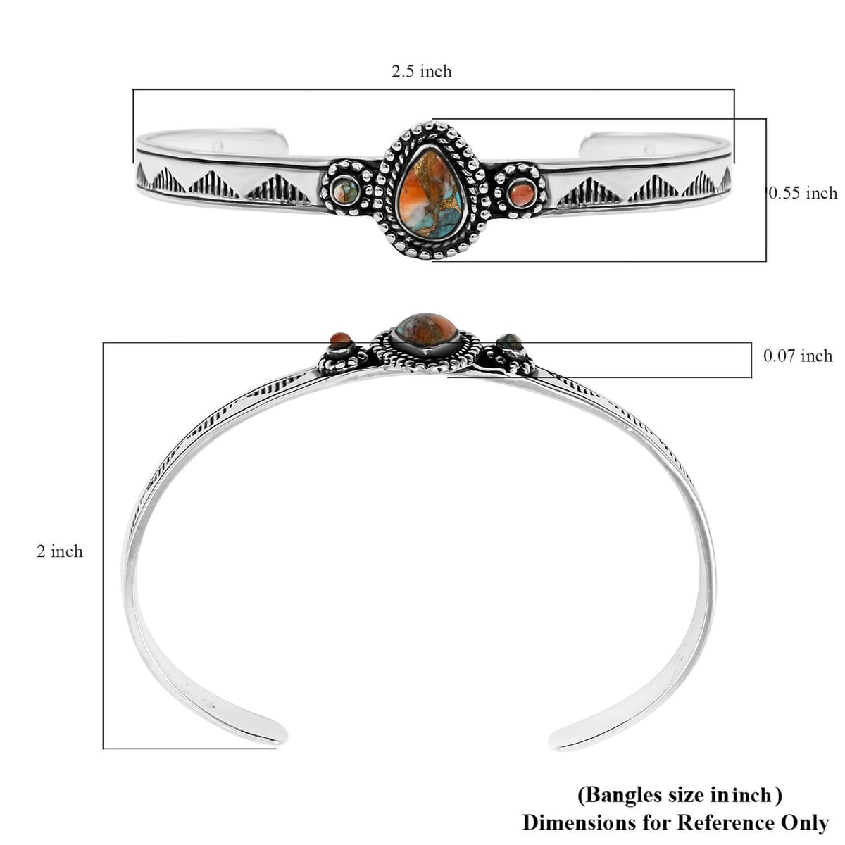 Santa Fe Style Spiny Turquoise 9.00 ctw Cuff Bracelet Sterling Silver (7.00 In) image number 4