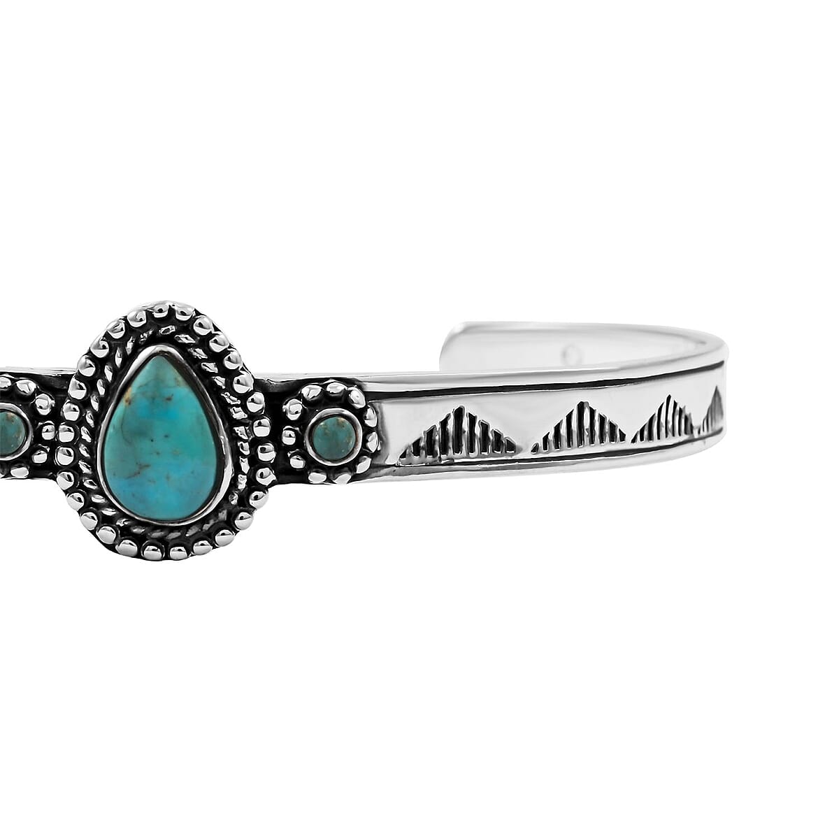 Santa Fe Style Kingman Turquoise 9.00 ctw Cuff Bracelet Sterling Silver (7.00 In) image number 3