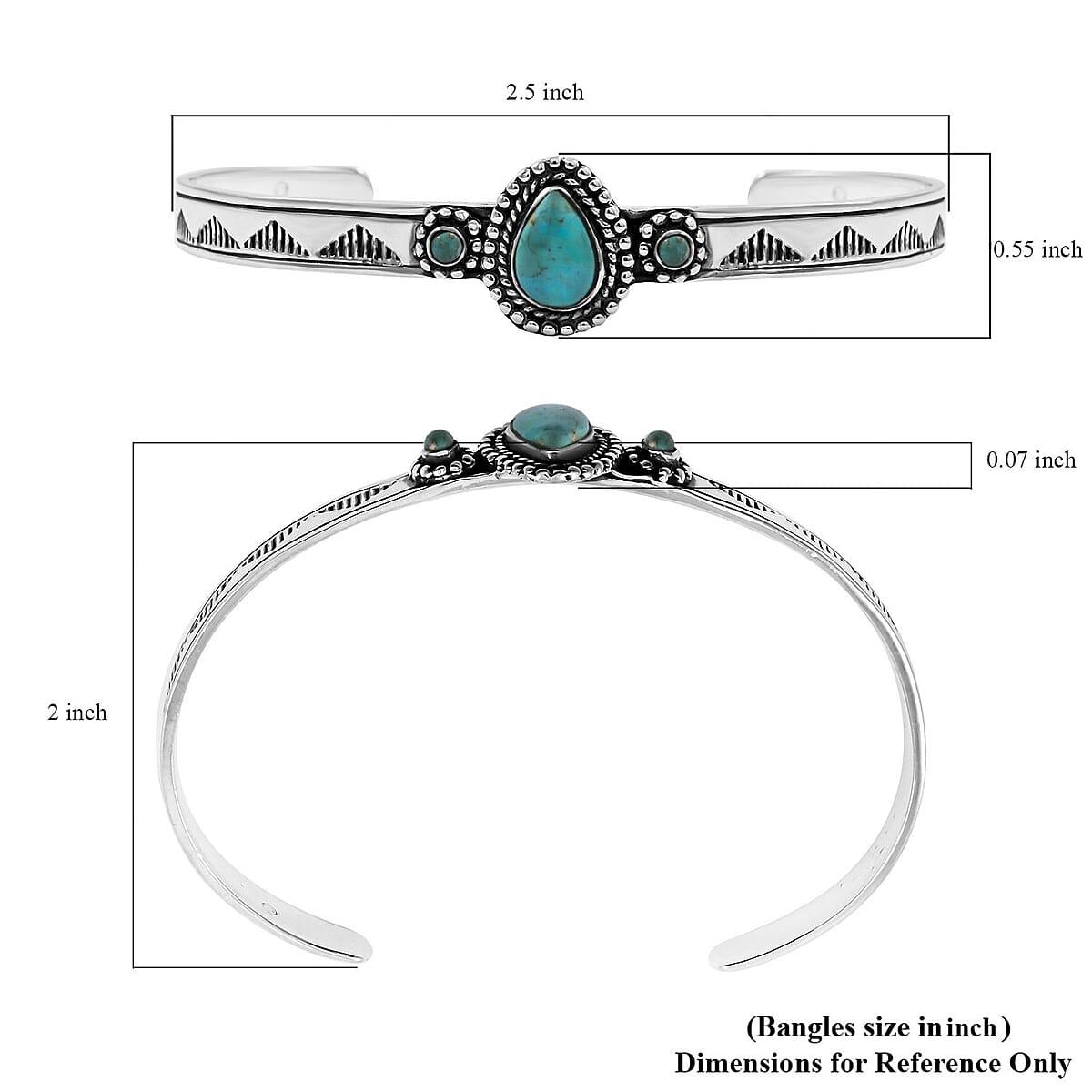Santa Fe Style Kingman Turquoise 9.00 ctw Cuff Bracelet Sterling Silver (7.00 In) image number 4