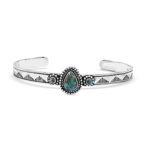 Santa Fe Style Mojave Turquoise 9.00 ctw Cuff Bracelet Sterling Silver (7.00 In)