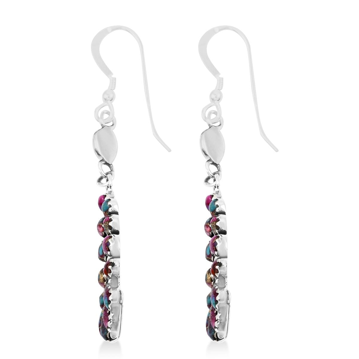 Santa Fe Style Multi Gemstone 6.50 ctw Rainbow Earrings in Sterling Silver image number 3