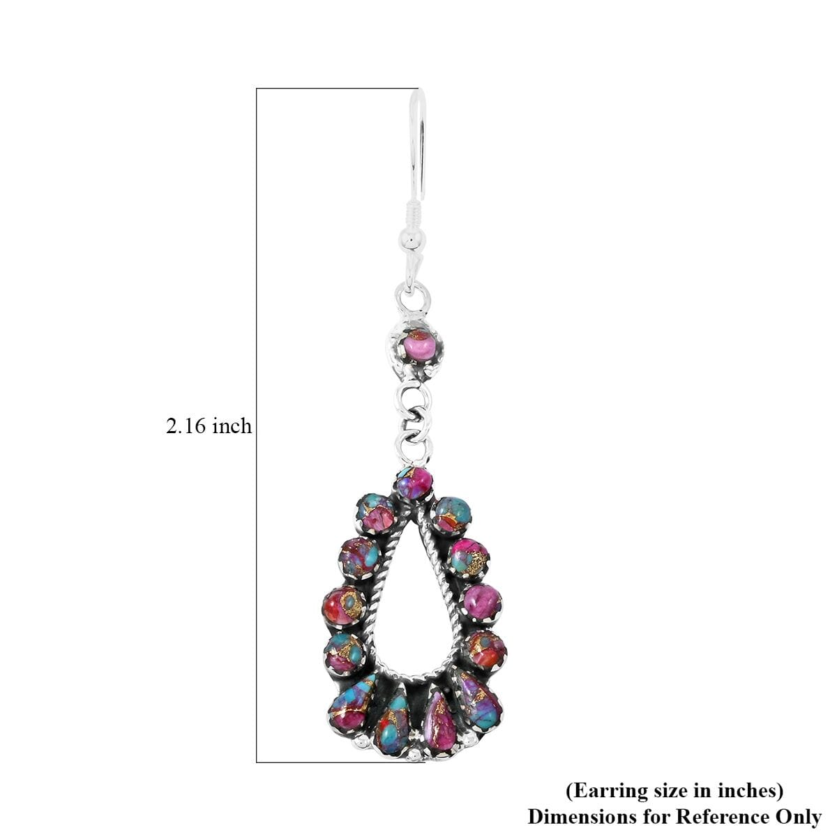 Santa Fe Style Multi Gemstone 6.50 ctw Rainbow Earrings in Sterling Silver image number 4