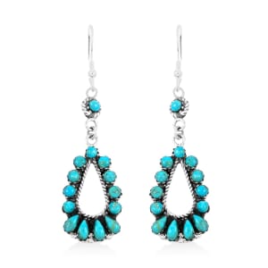 Santa Fe Style Kingman Turquoise 6.50 ctw Earrings in Sterling Silver