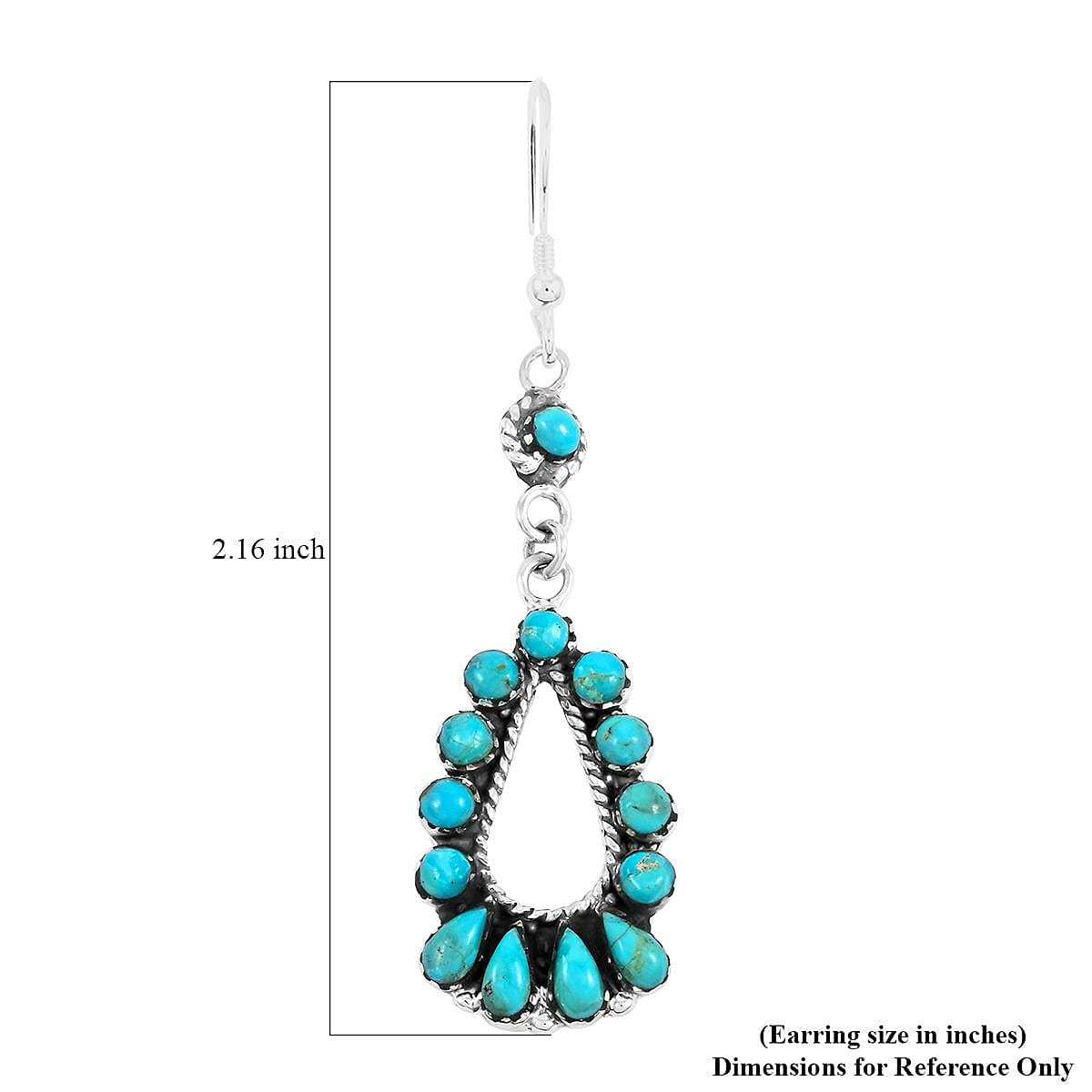 Santa Fe Style Kingman Turquoise 6.50 ctw Earrings in Sterling Silver image number 4