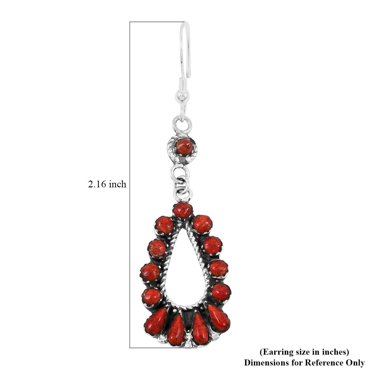 Santa Fe Style Enhanced Red Coral Earrings in Sterling Silver 6.50 ctw image number 4