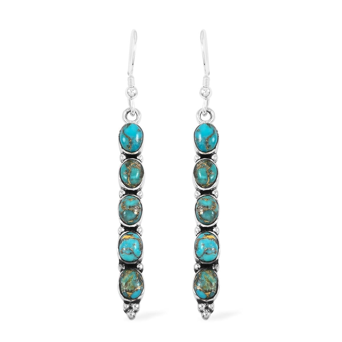 Santa Fe Style Mojave Turquoise 4.50 ctw Earrings in Sterling Silver image number 0