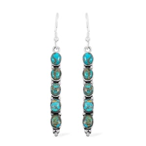 Santa Fe Style Mojave Turquoise 4.50 ctw Earrings in Sterling Silver