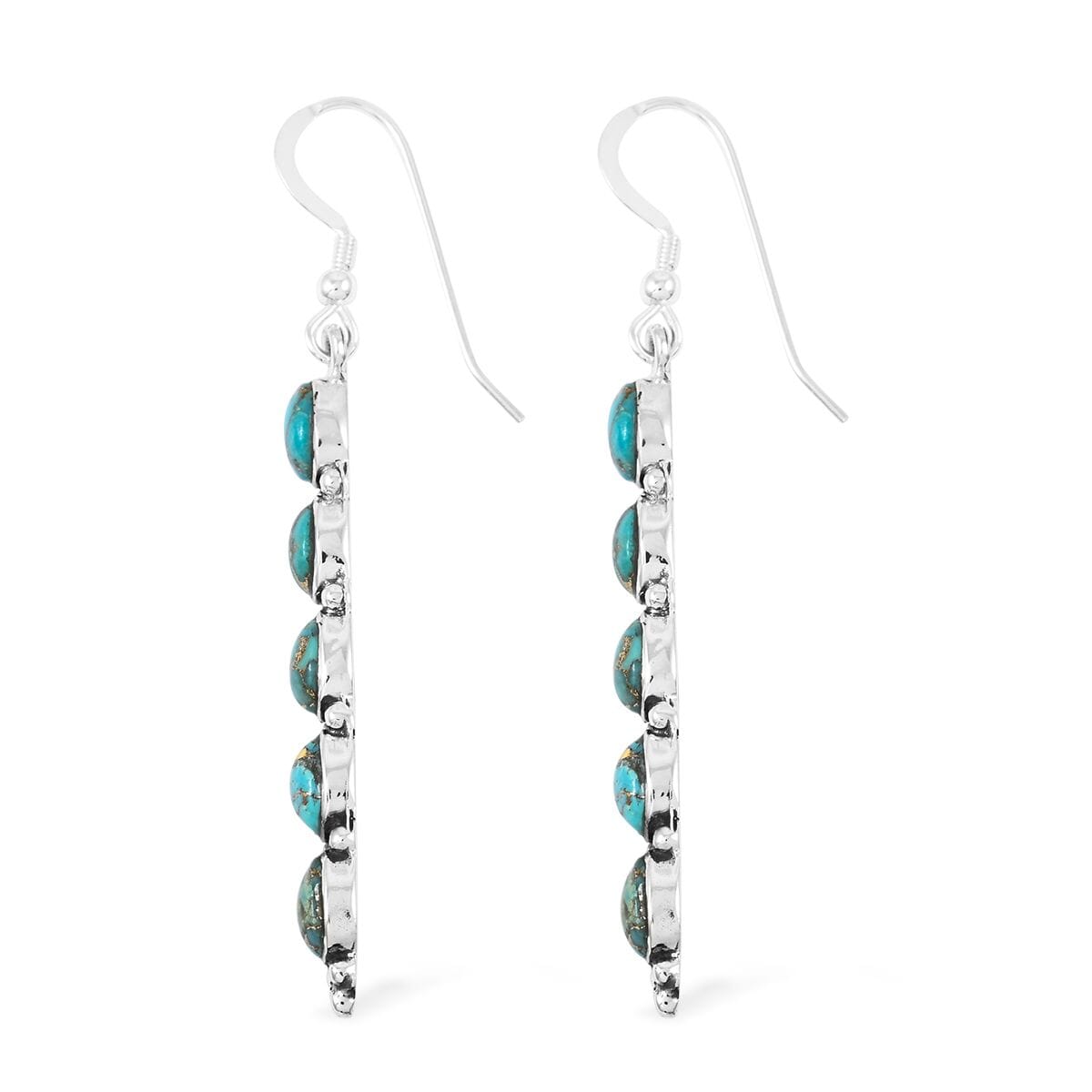 Santa Fe Style Mojave Turquoise 4.50 ctw Earrings in Sterling Silver image number 3