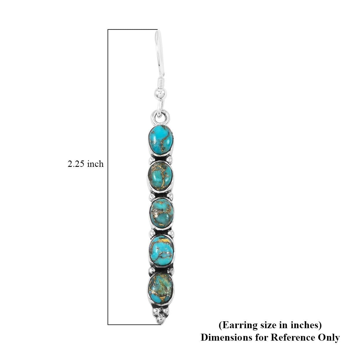 Santa Fe Style Mojave Turquoise 4.50 ctw Earrings in Sterling Silver image number 4