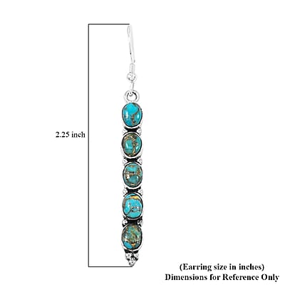 Santa Fe Style Mojave Turquoise 4.50 ctw Earrings in Sterling Silver