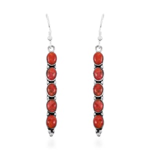 Santa Fe Style Enhanced Red Coral 4.50 ctw Earrings in Sterling Silver