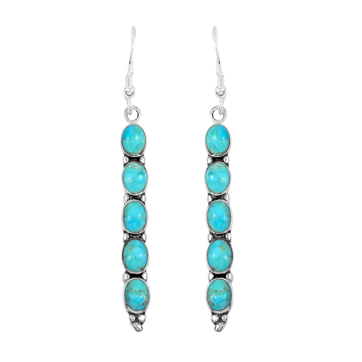 Santa Fe Style Kingman Turquoise 4.50 ctw Earrings in Sterling Silver image number 0
